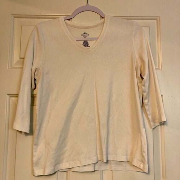 St. John's Bay White V-neck Shirt, Size PL - Picture 1 of 6